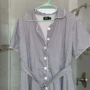 Dolly & Dolly Janie shirt dress blue stripe UK20